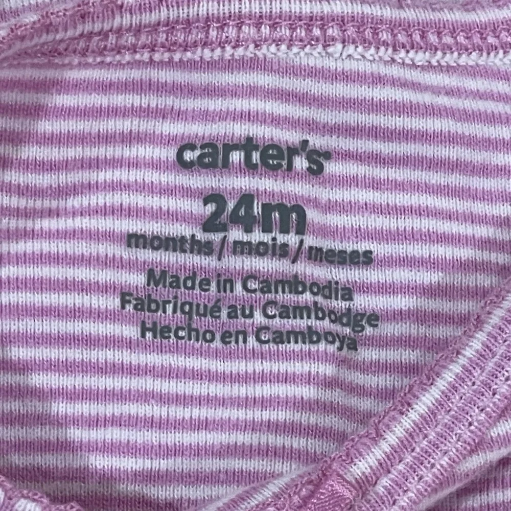 Carter’s Infant Girl’s Size 24 Months Purple and White Long Sleeve Onesie